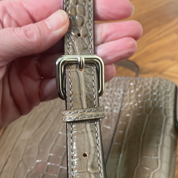 KATE SPADE Knightsbridge Doris Croc Embossed Satchel Leather Crossbody Taupe - Picture 8 of 15